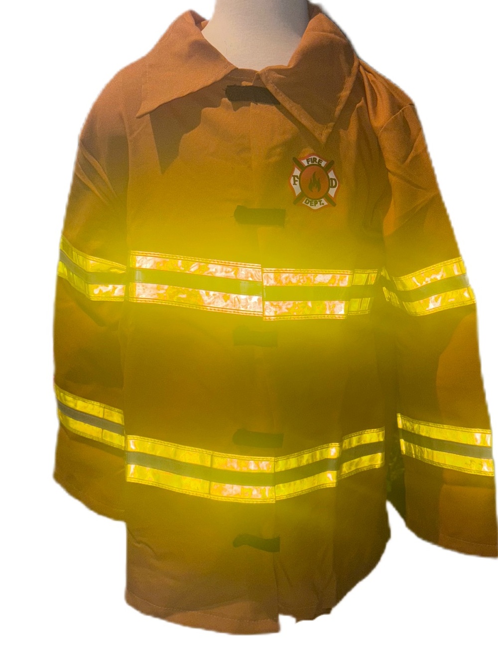 Mustard Yellow Kids Firefighter Costume with Yellow Reflective Stripes - Picture 6 of 15